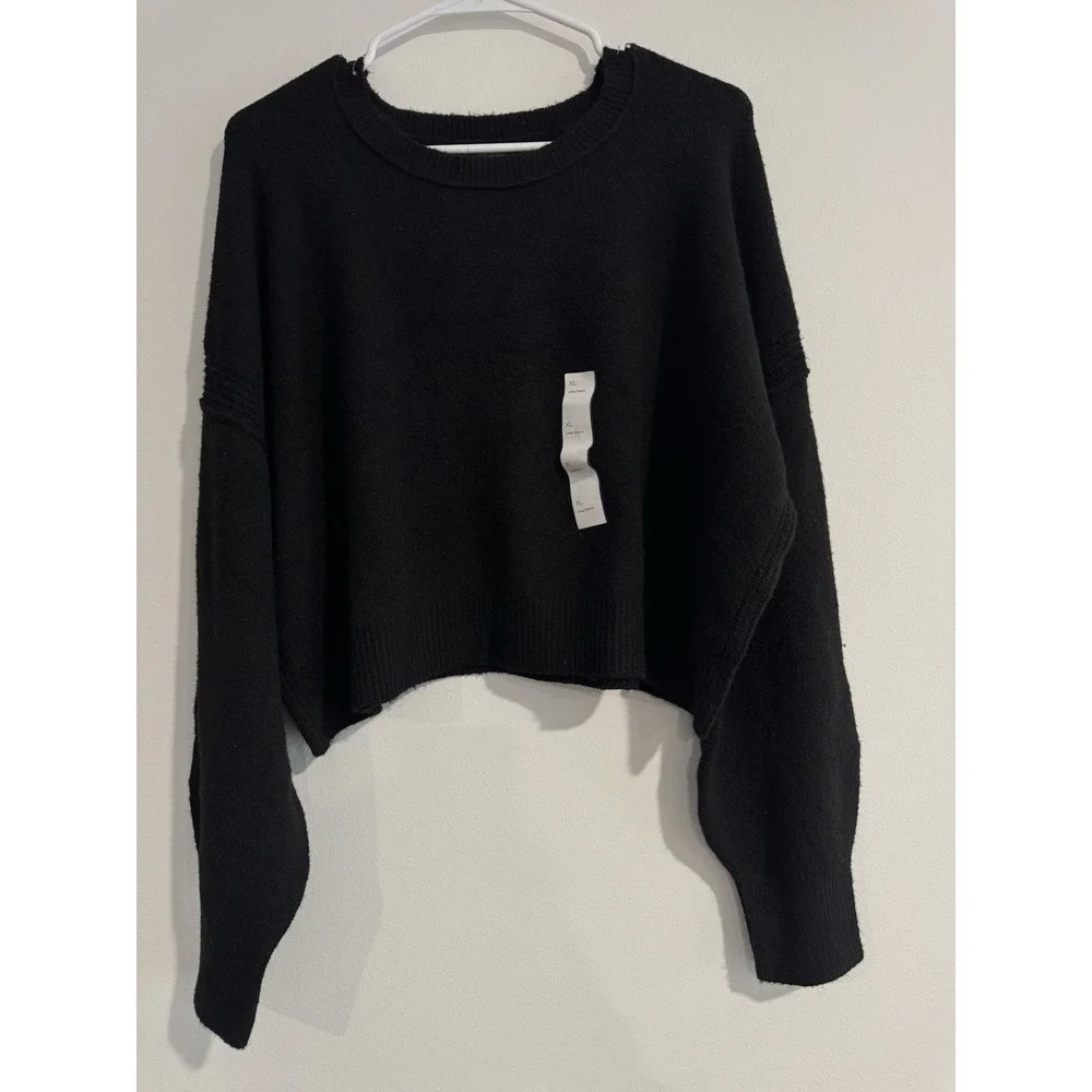 WOMEN'S CREWNECK‎ PULLOVER SWEATER- WILD FABLE Black Extra Large NWT Soft Cozy
